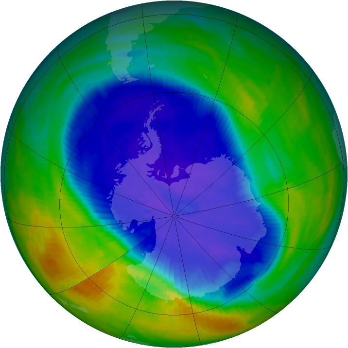 Antarctic ozone map for 20 September 2004